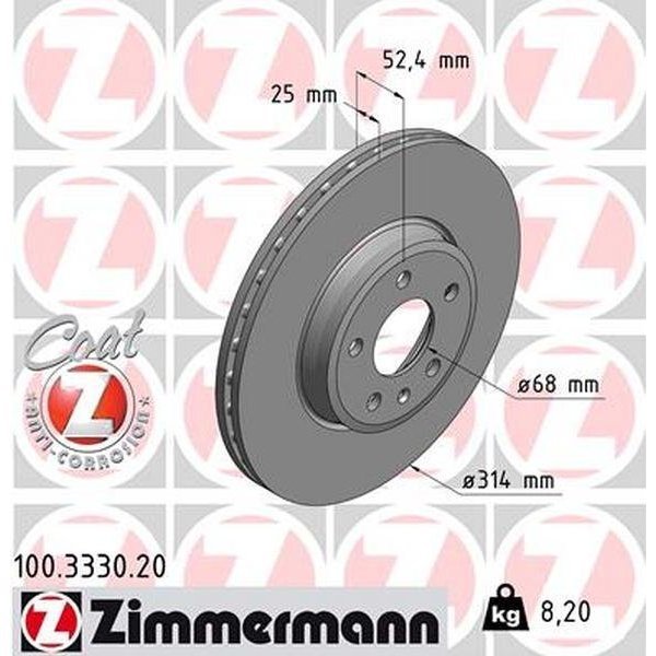 Zimmermann Brake Disc Front - Standard/Coated 100.3330.20